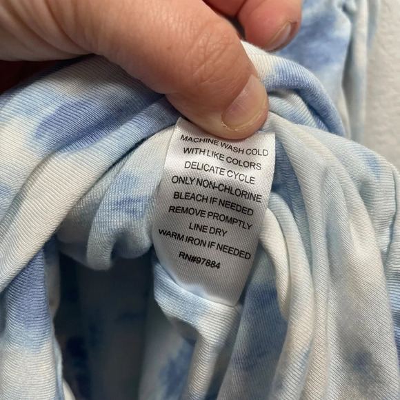 Tart Collections Tie Dye Ruched Tank Dress in Blue/White Size M - Picture 9 of 10